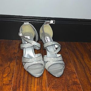 Silver Open-toed Heels